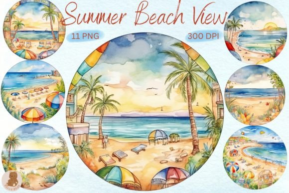 Sublimation Summer Beach View Clipart