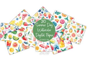 Summer Day Watercolor Digital Paper