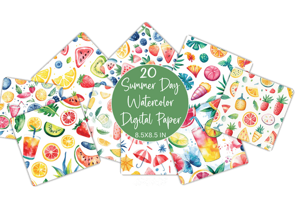 Summer Day Watercolor Digital Paper