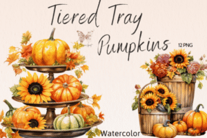 Tiered Tray Pumpkin Watercolor