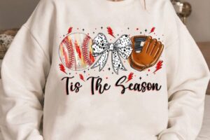 Tis the Season Baseball Bow PNG