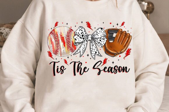 Tis the Season Baseball Bow PNG