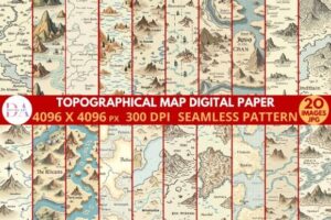 Topographical Map Digital Paper