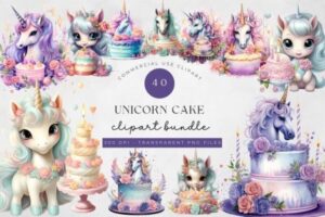 Unicorn Birthday Cake Clipart