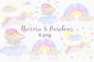 Unicorn & Rainbows Clipart