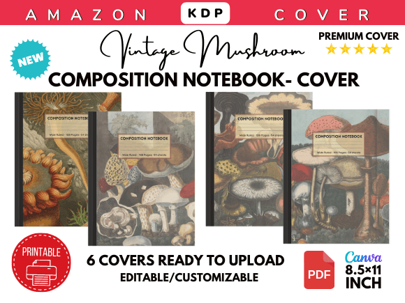 Vintage Mushroom Composition Book Cover