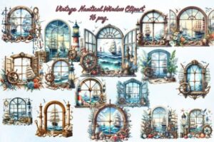 Vintage Nautical Window Clipart