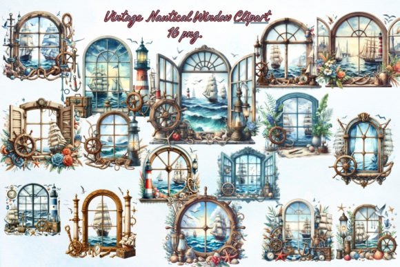 Vintage Nautical Window Clipart