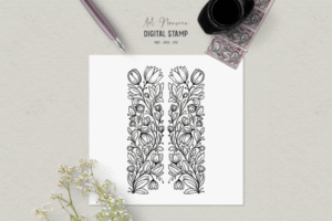 Vintage Flower Digital Stamp | Art Deco