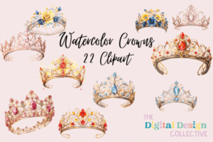 Watercolor Crown Clipart Bundle