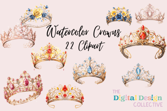 Watercolor Crown Clipart Bundle