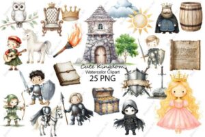 Watercolor Cute Kingdom Clipart