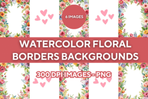 Watercolor Floral Borders Backgrounds