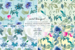 Watercolor Floral Digital Paper Seamless