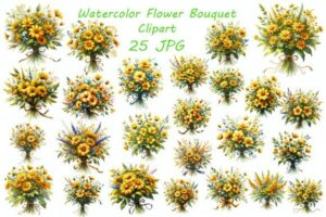 Watercolor Flower Bouquet Clipart