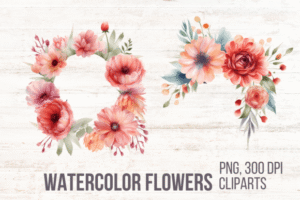 Watercolor Flowers Clipart Set