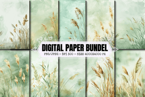 Watercolor Grass Digital Paper