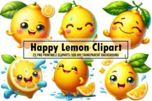 Watercolor Lemon Clipart Bundle PNG