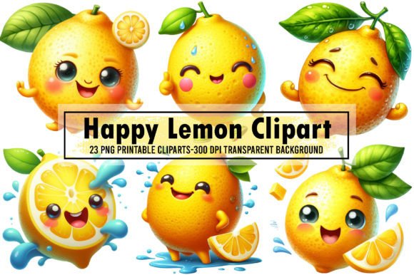 Watercolor Lemon Clipart Bundle PNG