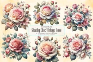 Watercolor Shabby Chic Vintage Rose Png