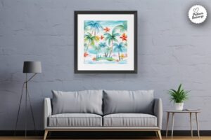 Watercolor Summer Palm Beach Patterns