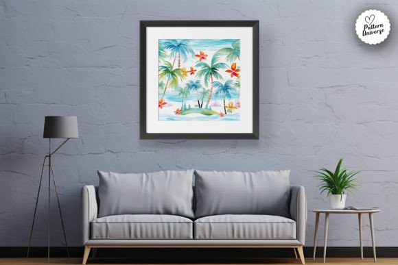 Watercolor Summer Palm Beach Patterns