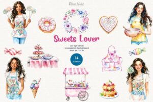 Watercolor Sweets Lover, Candy Lover