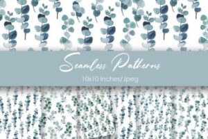 Watercolor Digital Paper Eucalyptus