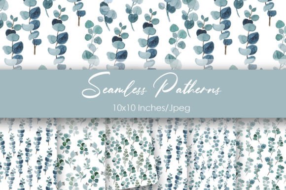 Watercolor Digital Paper Eucalyptus