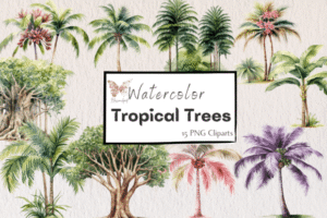 Watercolro Tropical Trees Cliparts