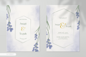 Wedding Card Purple Flower Watercolor