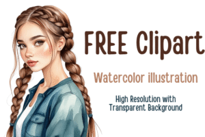 Whimsical Watercolor Girl Clipart - Free