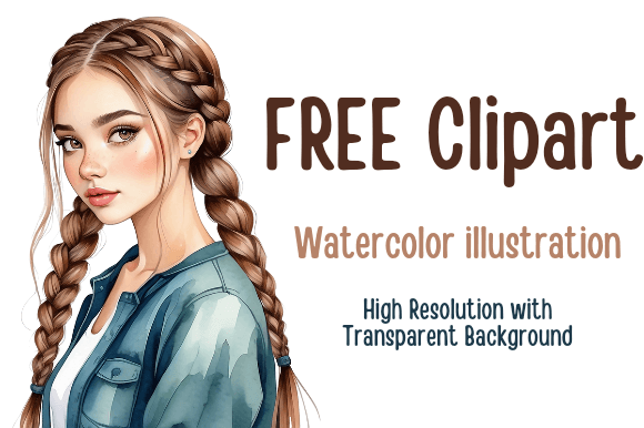 Whimsical Watercolor Girl Clipart - Free