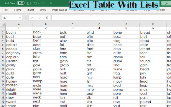 Word Lists for DIY Word Searches