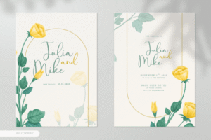 Yellow Flower Watercolor Wedding Card