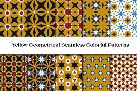 Yellow Geometrical Seamless Patterns Vol 11