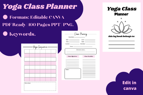 Yoga Class Planner KDP Interior.