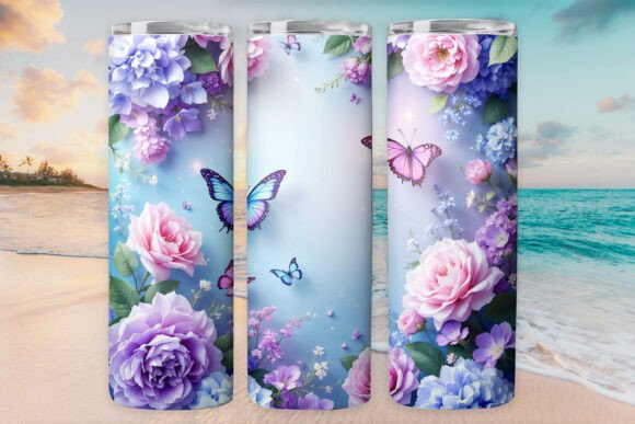 Floral Butterfly Tumbler Wrap 20oz Photo