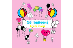 28 Balloon Doodle Procreate Stamps | Doo