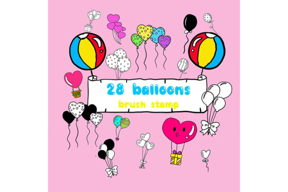 28 Balloon Doodle Procreate Stamps | Doo