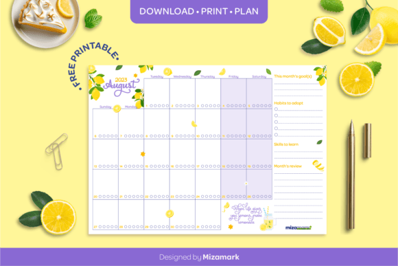 August Free Printable 2023