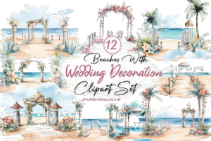 Beaches with Wedding Decoration Clipart