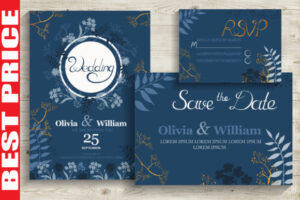 Blue&Gold Wedding Invitation Cards