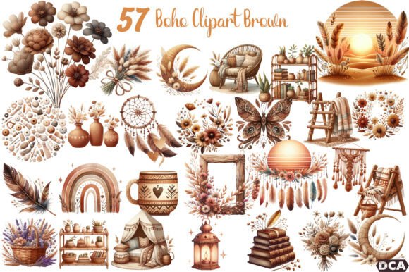 Boho Clipart Brown