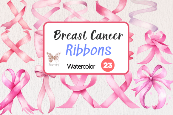 Breast Cancer Ribbons Watercolor