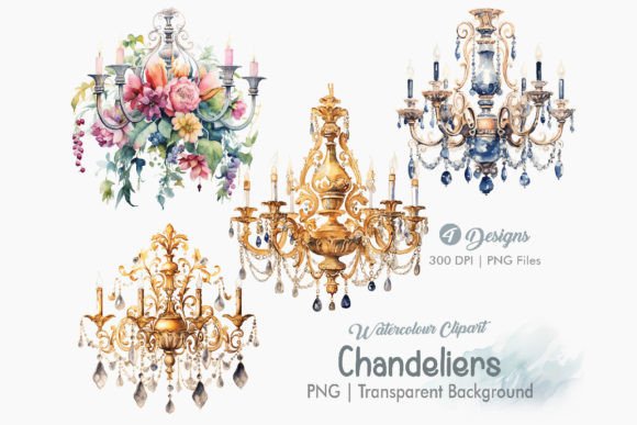 Chandelier Clipart, PNG Bundle