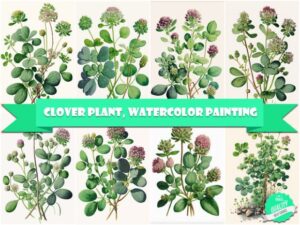 Clover Plant, Watercolor Painting