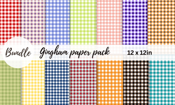 Colorful Gingham Digital Papers Bundle