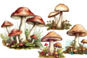 Cottagecore Retro Mushroom Clipart