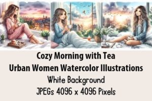 Cozy Mornings Urban Women Cliparts Set